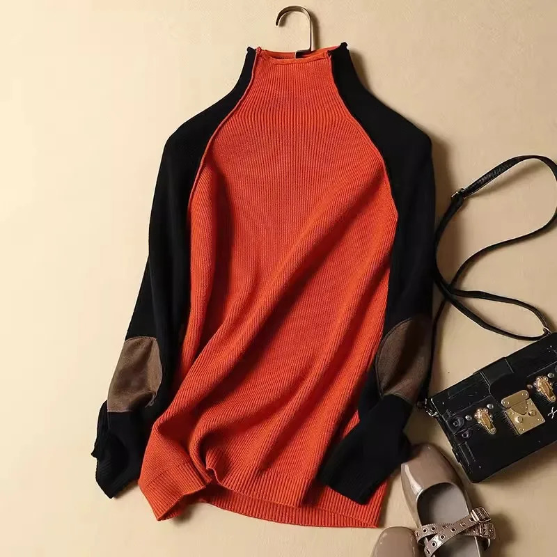 Sweater Women Half Turtleneck Thicken Pullover Knitted Sweaters Warm Knitwear Female Jumper Winter Casual Top 250902