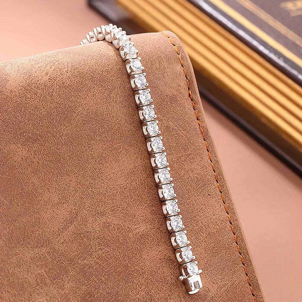 Gra Certified 35mm Full Moissanite Diamond Tennis Bracelet 100 925 Sterling Silver UShape Bullhead Bracelets for Women Men