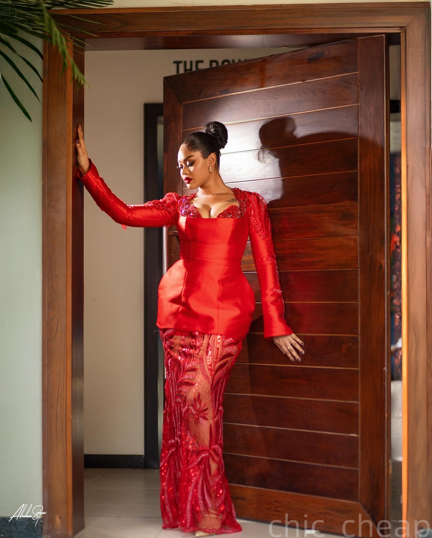 Aso Ebi Red Straight Prom Dresses 2025 Lace Crystals Full Sleeves Evening Formal Party Second Birthday Engagement Gowns Plus Size Dress For Special Oc