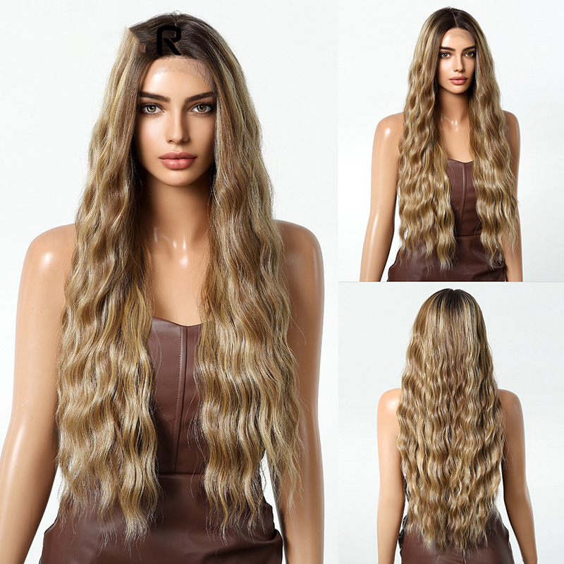 13*6 imported Silk Lace Wigs For Women With Random Parting Dark Brown Long Curly Hair Manufacturers in Stock J56