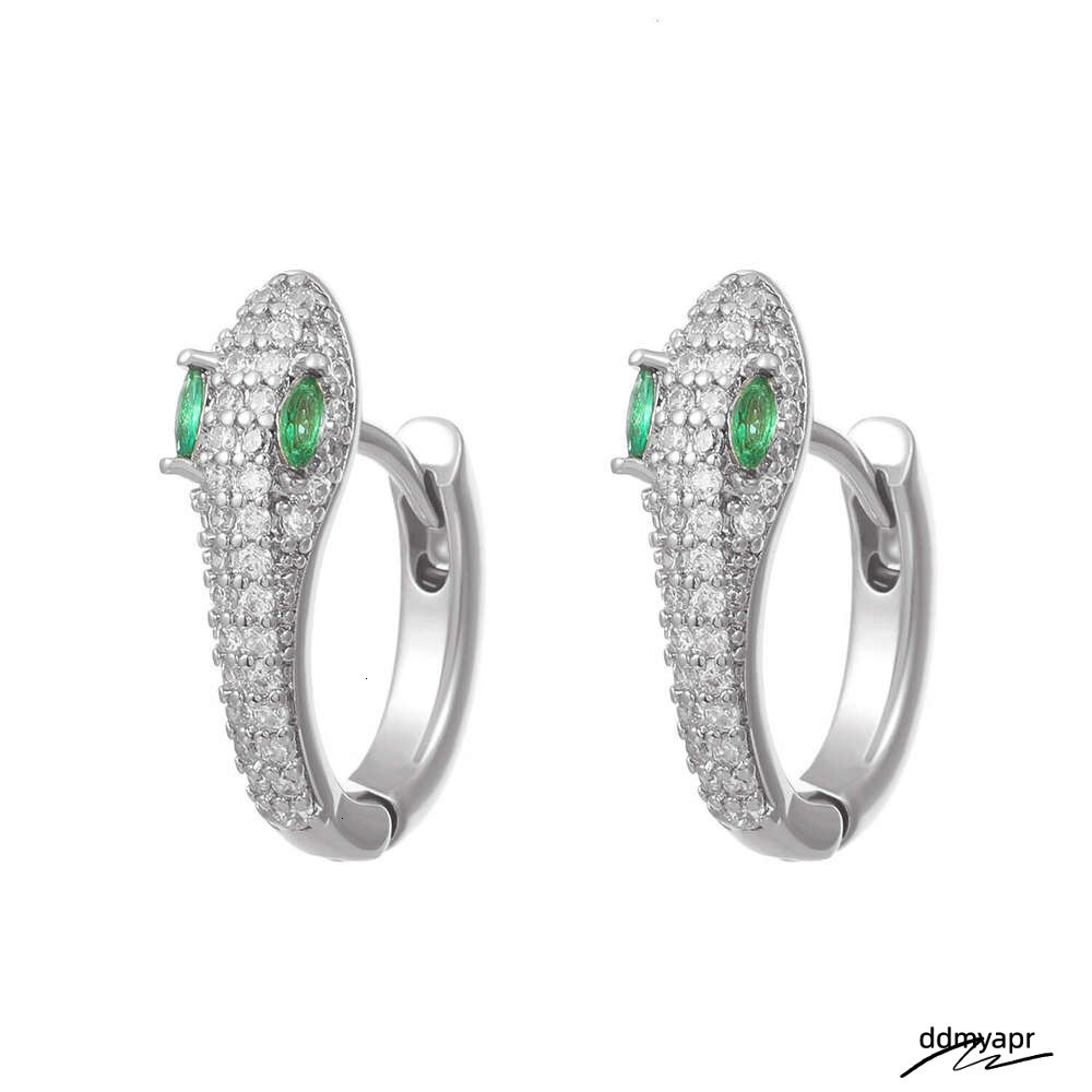 ddmyapr Micro Snake-Shaped Hoop Pave Earrings Men, Stainless Steel, Hypoallergenic, High-End Accessories For ddmyapr Women, Versatile And Unique Jewel