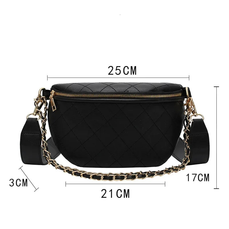 Chain Waist Bags Women Leather Belt Bags Female Fanny Pack High-quality Zipper Chest packs Banana Bags Phone pocket 250815 - view 3