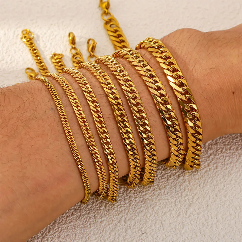 Starry39mm y Miami Curb Chain Bracelet for Men Stainless Steel Cuban Link Wristband Classic Punk Heavy Male Jewelry 250901