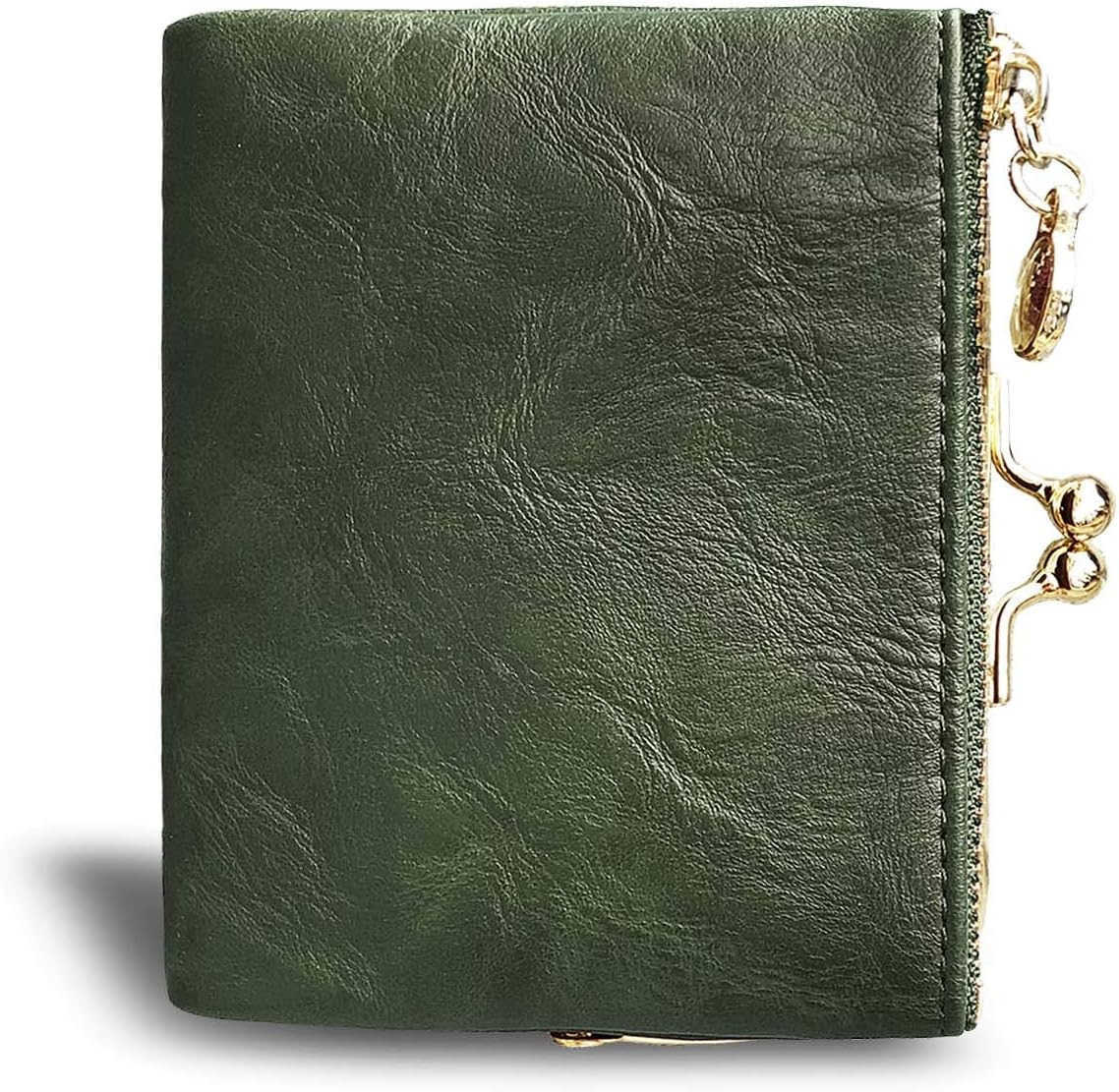 Womens Wallet Small Rfid Ladies Compact Bifold Leather Vintage Coin Purse With Zipper and Kiss LockZ250911