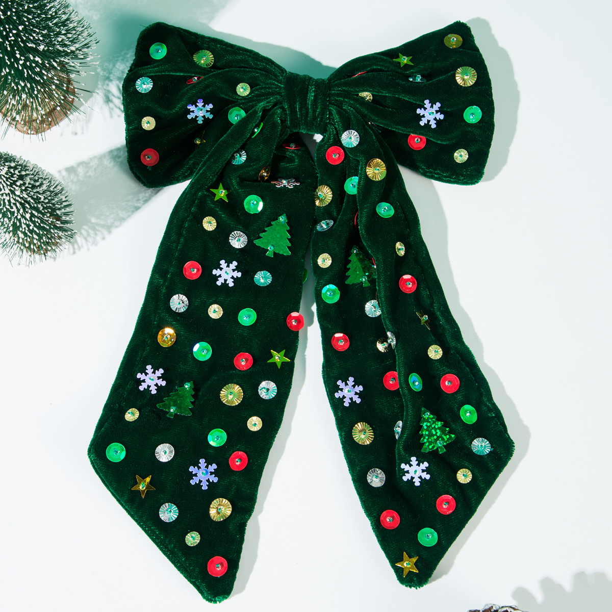 New Christmas Hair Clips Elegant Bow Adorned with Star Snowflake Christmas Tree Glitters Perfect Party Hair Accessories