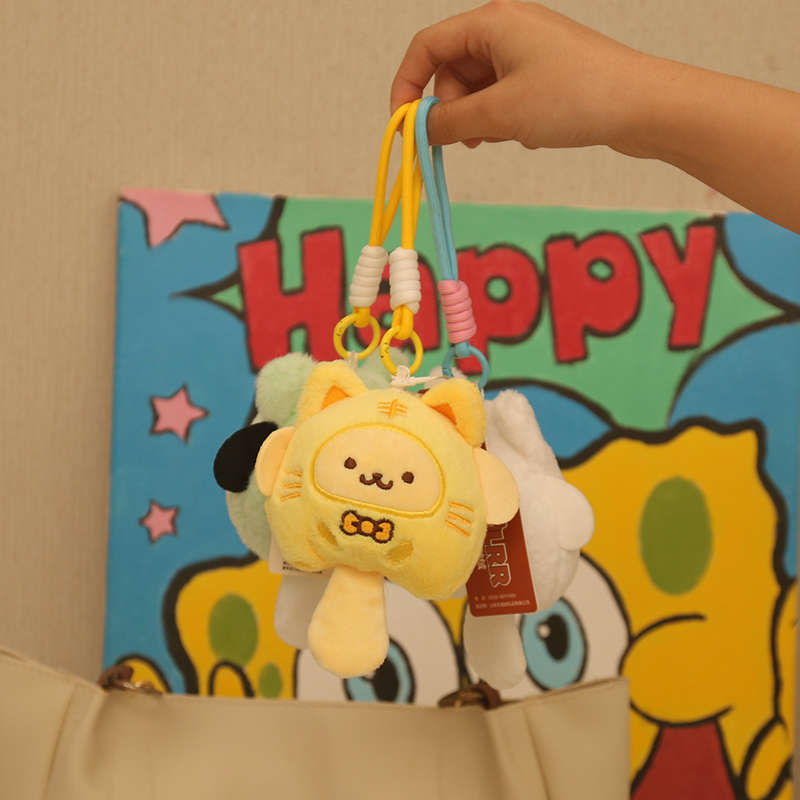 Mini Kawaii Plush Hello Cat Doll Pendant Kuromi Cinnamon Plushies Stuffed Animal Melody Plush Doll Keychain Toy