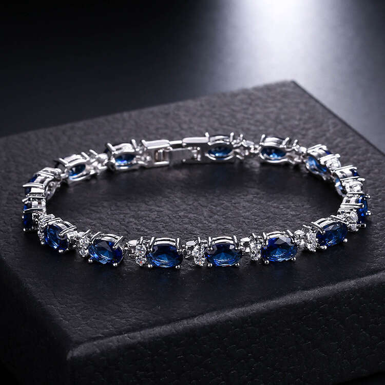 New Style Jewelry Bracelet Blue Crystal White Zircon Mixed Color Women's Fashion Accessories