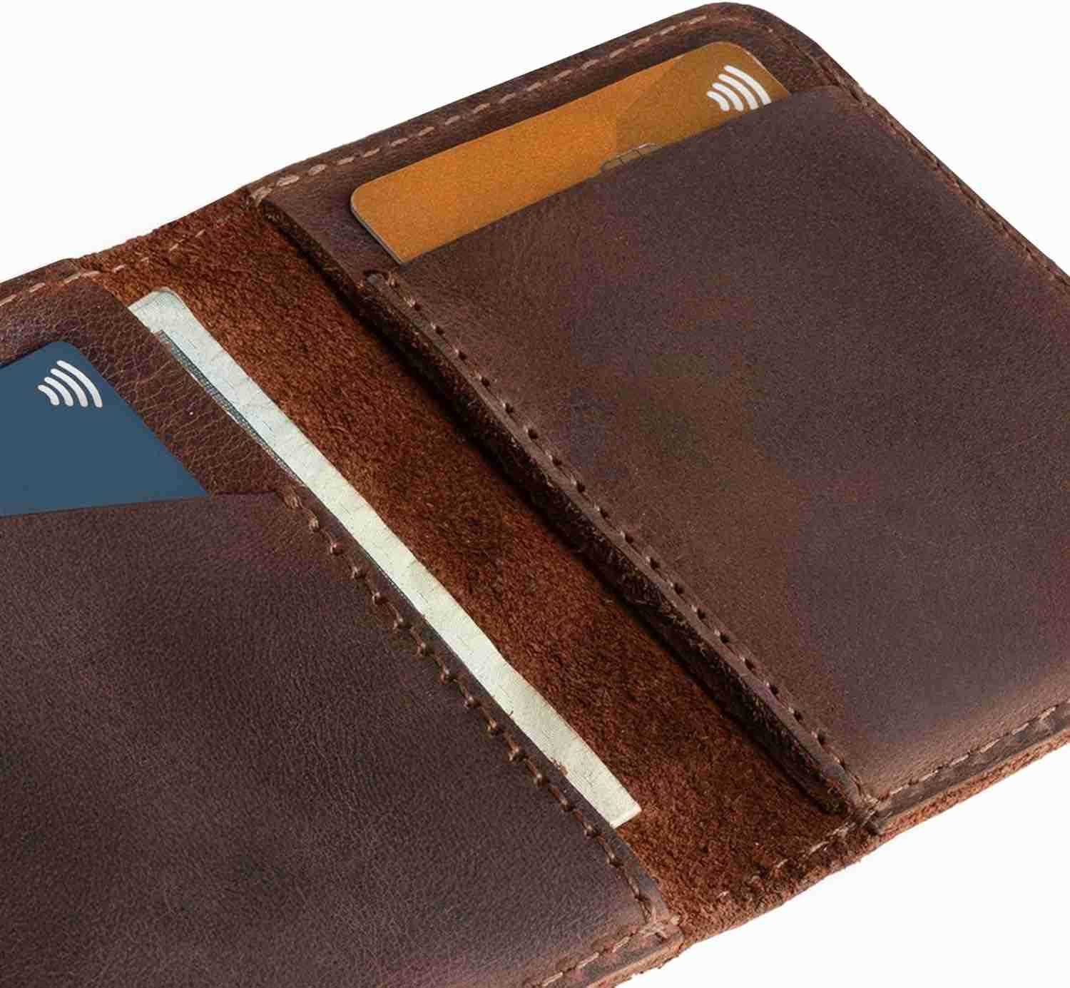 Wallet Slim Card Holder Minimalist Traveler Wallet Vintage Front Pocket Wallet Full Grain Leather Handmade Bourbon BrownZ250911