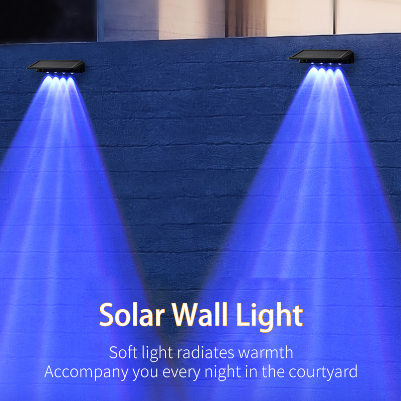 Solar powered step lights, outdoor courtyard decorative lights, wall lights, automatic on/off night lights, terrace waterproof railing lights