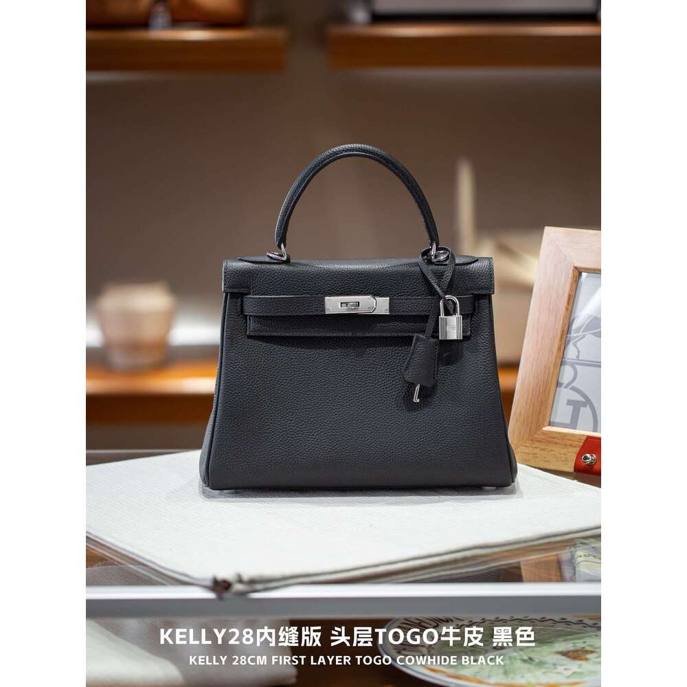 High-End Luxury Genuine Leather Inner Seam Top Layer Togo Cowhide KL High-end Crossbody Handbag Women's Fashion Genuine Leather Bag