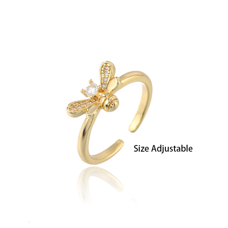 Luxury Brand Designer Jewelry New Product INS Style Simple Little Bee Ring Adjustable Open Design Party Jewelry