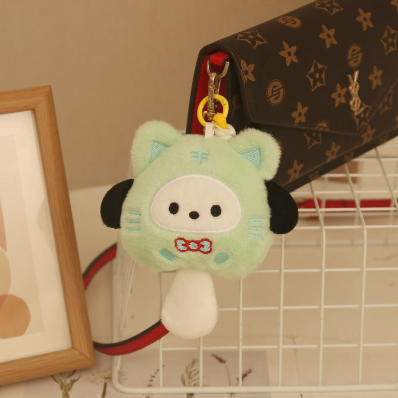 Mini Kawaii Plush Hello Cat Doll Pendant Kuromi Cinnamon Plushies Stuffed Animal Melody Plush Doll Keychain Toy