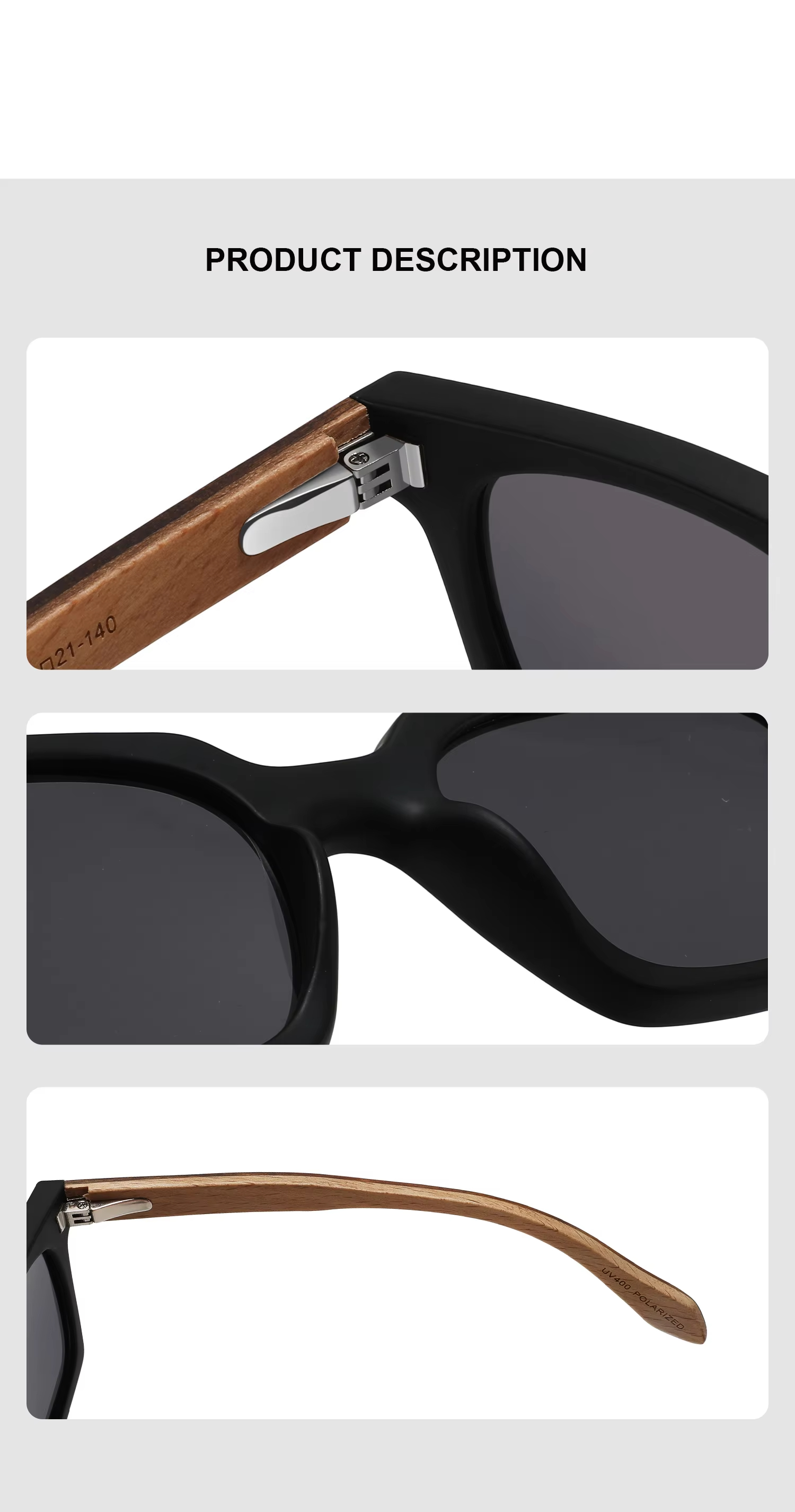 Reasonable price and high quality female men's sunglasses hand-made rectangular square custom logo wood polarized sunglasses hand-made wooden leg