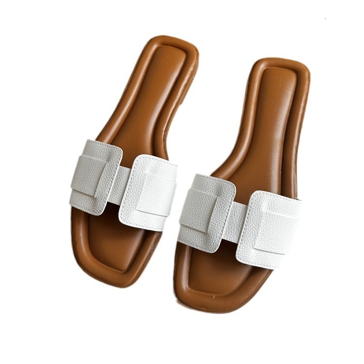 Designer Luxury Women Flat Comfort Slippers Fairy-like Elegant Style Open-toe Slippers Indoor Outdoor Use Fashionable Beach One-shoulder Slippers Mini