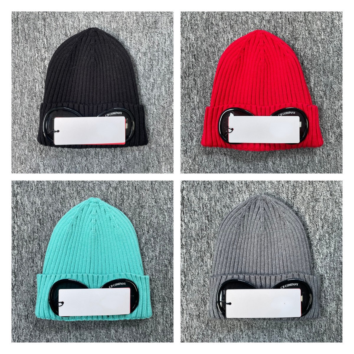 The designer new ribbed CP glasses without brim, autumn WINTER knitted hat men and women outdoor warm couple winter eye protection cold hat