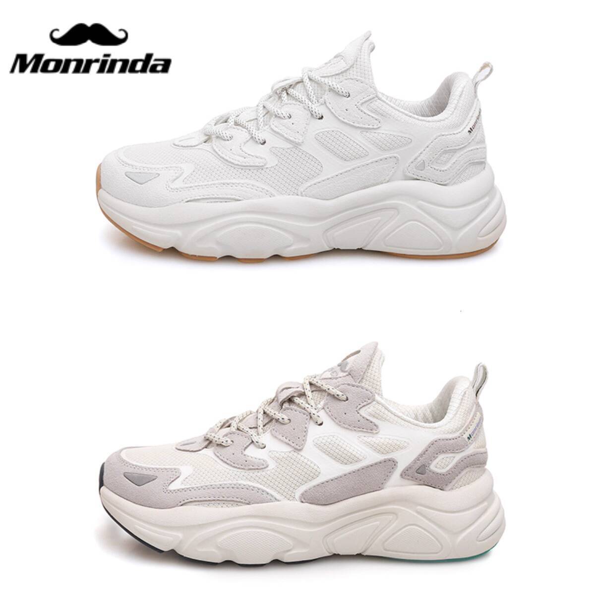 Mirinda Summer Breathable Dad Shoes Men's Height-Increasing Thick-Soled Mesh Genuine Leather Sneakers Women's Lightweight Soft-Soled
