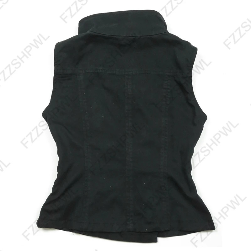 Y2K Harajuku Womens Crop Top Sexy Slim Casual ButtonDown Sleeveless Turtleneck TShirt Goth Punk Rock Hip Hop tie Streetwear 250901