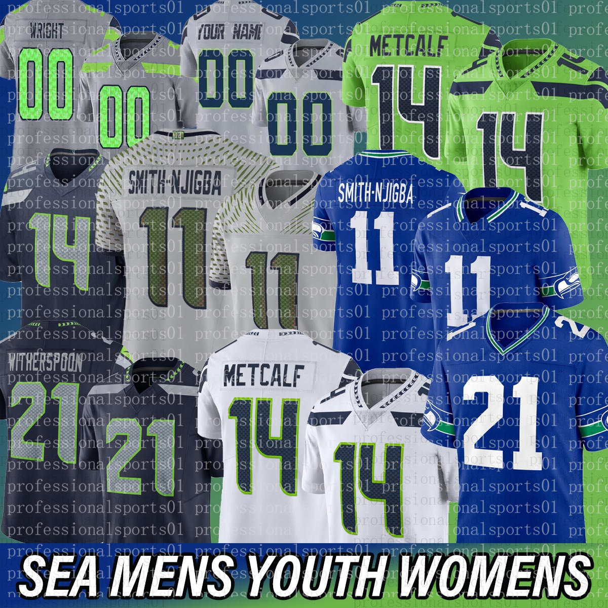 Seattle city SeahawksS jersey Cooper Kupp Sam Darnold Jaxon Smith-Njigba Devon Witherspoon Tariq Woolen Kenneth Walker Byron Murphy Football Jerseys