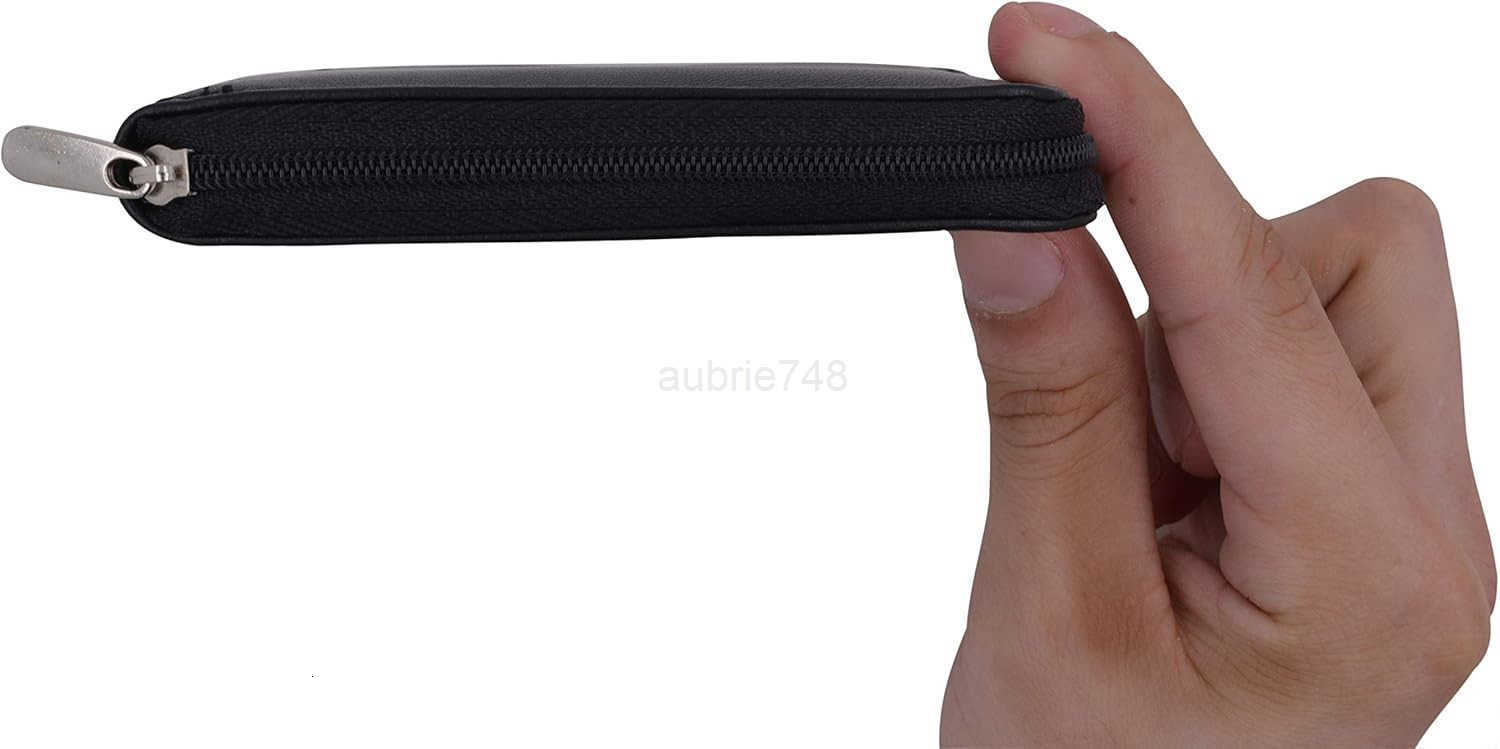 Mens Zipper RFID Blocking Premium Leather ZipAround ID Bifold Wallet BlackZ250911