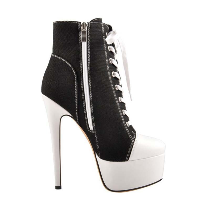 The Designer Luxury Ultra-high Heels Attractive Women's High-heeled Boots With A Unique Canvas Appearance Fashionable Zipper Opening