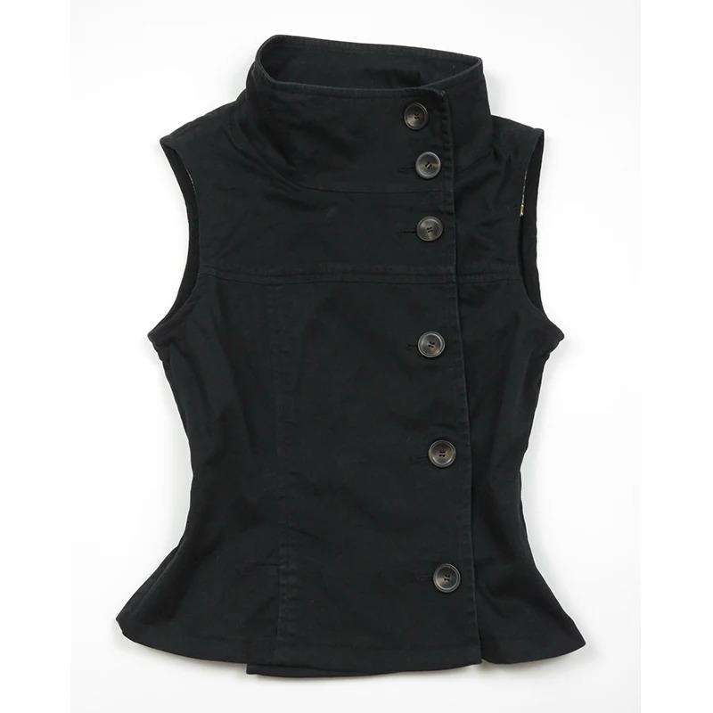 Y2K Harajuku Womens Crop Top Sexy Slim Casual ButtonDown Sleeveless Turtleneck TShirt Goth Punk Rock Hip Hop tie Streetwear 250901