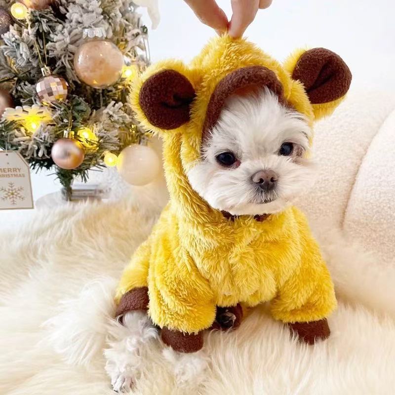 T1110 Dog Clothes Thick Warm Cute Lambswool Teddy Bichon Pomeranian Small and Medium Dog Pet Cat Autumn and Winter Style