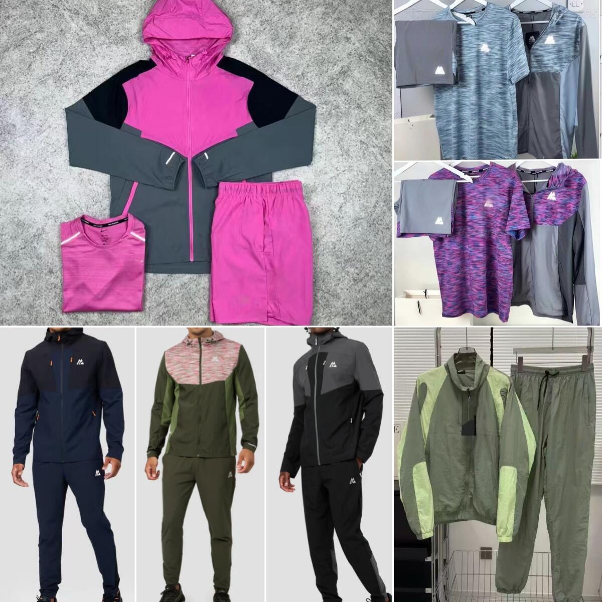 monterex tracksuit tech 3-piece set Mens tracksuit sports fiess jogging suits running shirts shorts quick dry sportswear gym t-shirt sweatpants Set European Sizes