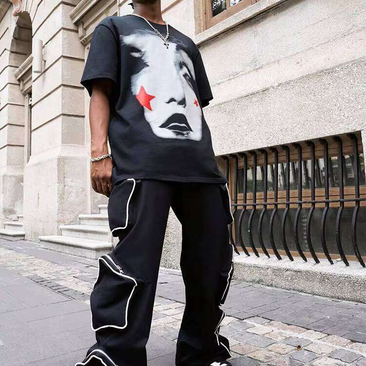 Men's O-neck T-shirt 100% Cotton Quality Oversized Street Style Printed Logo Knitted Clothing Manufacturer