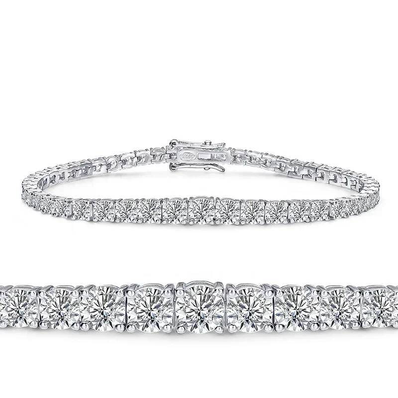Full Moissanite Tennis Bracelet for Women GRA Certified 35mm Size Gradient Lab Diamond Bracelets S925 Silver Plated 18K Gold