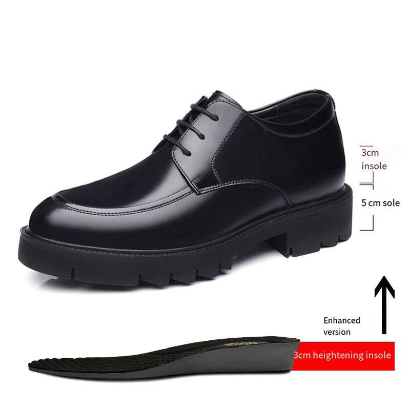 Men's high-heel leather shoes with 10cm height increase Men's hollowed-out business formal dress shoes with large toe. Gentleman's brea