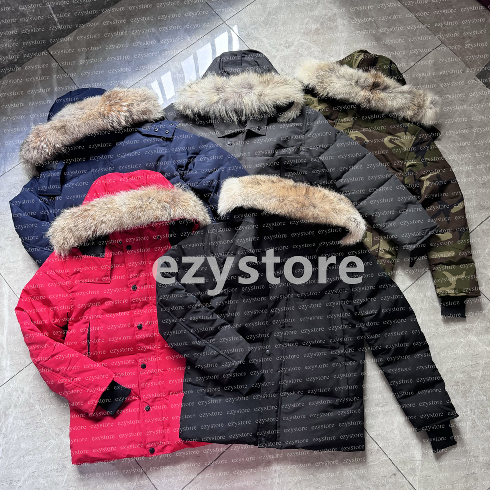 Designer High Quality canada Men Down Jacket Coat Real Big Wolf Fur Women Wyndham Overcoat Clothing Fashion goosecoat Winter Jacket Outerwear Parka