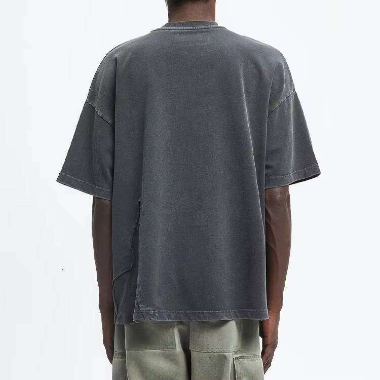 T-Shirt 100% Cotton Crew Neck Short Sleeve Distressed Style Print Oversized Knit Men's Clothing