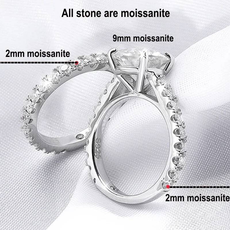 Full Moissanite Bridal Rings Set with Gra Certificate D Color Diamond Engagement Ring 925 Sterling Silver Wedding Band for Women