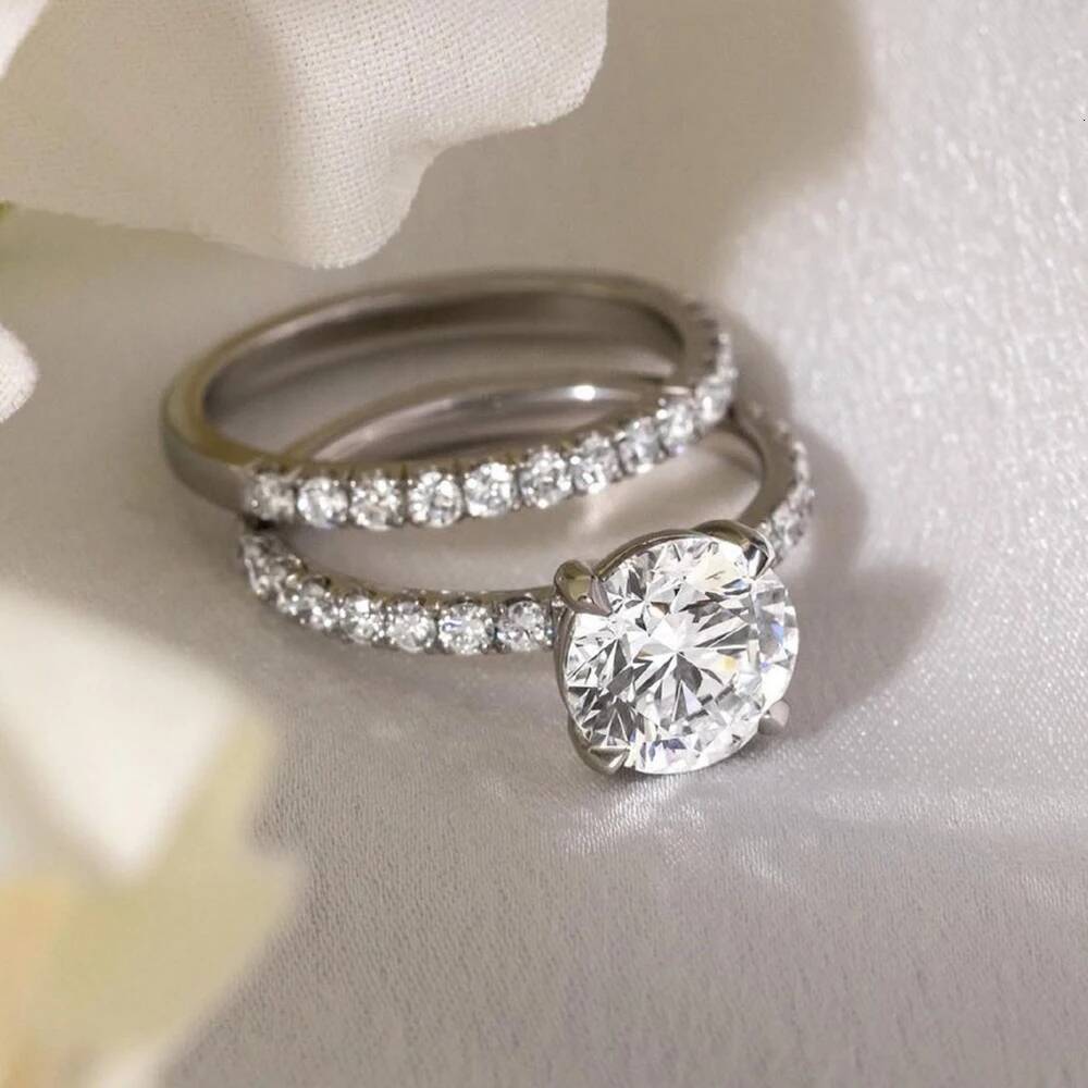 Full Moissanite Bridal Rings Set with Gra Certificate D Color Diamond Engagement Ring 925 Sterling Silver Wedding Band for Women