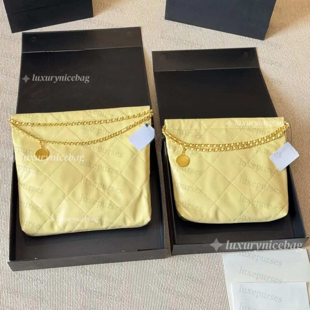 10A Designer Womens Shoulder Bag 22 Garbage Bag Top quality Cowhide Leather Quilted with Gold Hardware Chain Buckle Matelasse Beach Tote Shopping Bag