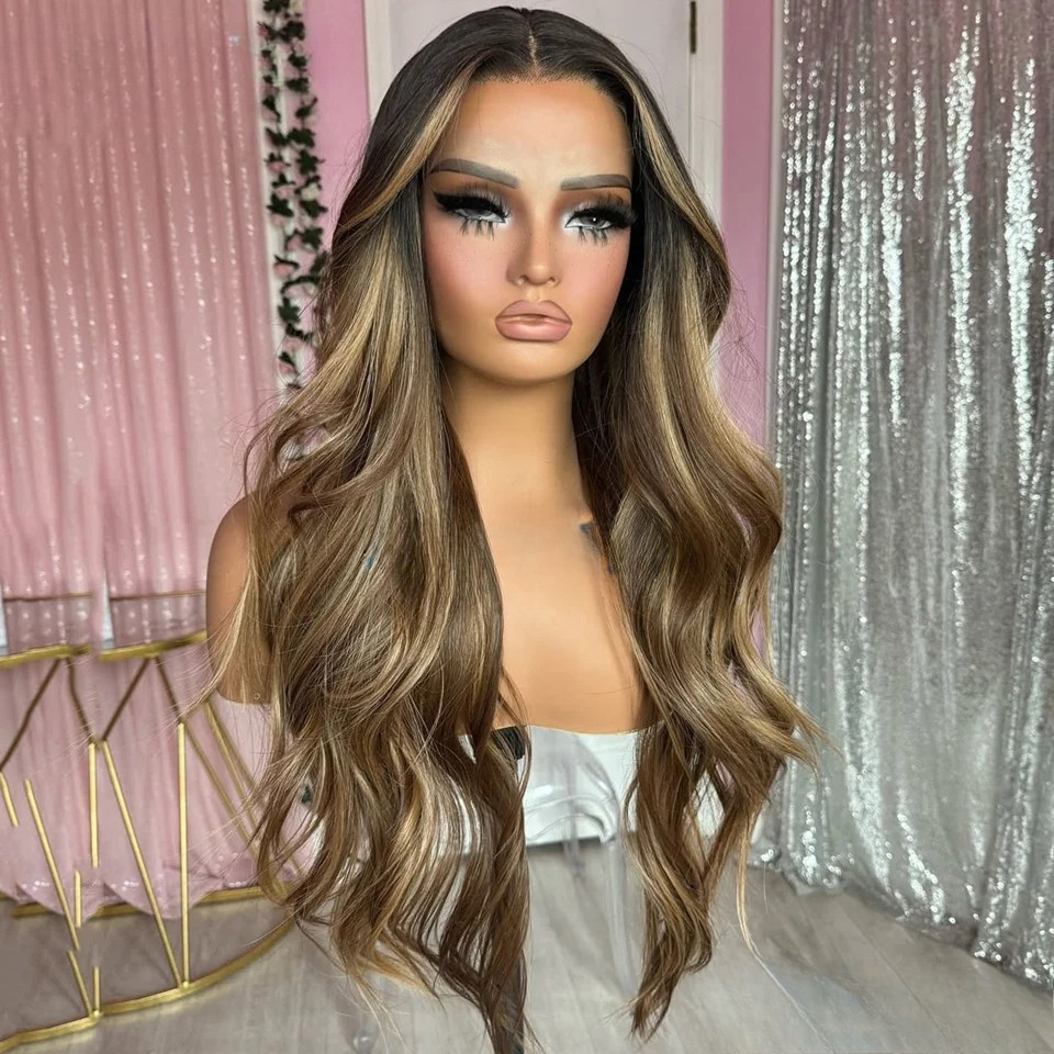 Body Wavy Brown Blonde Highlight Balayaga Glueless Ready To Wear 13x4 Silk Top Wigs Pre Plucked High Density 13x6 360 Lace Front Wigs for Women