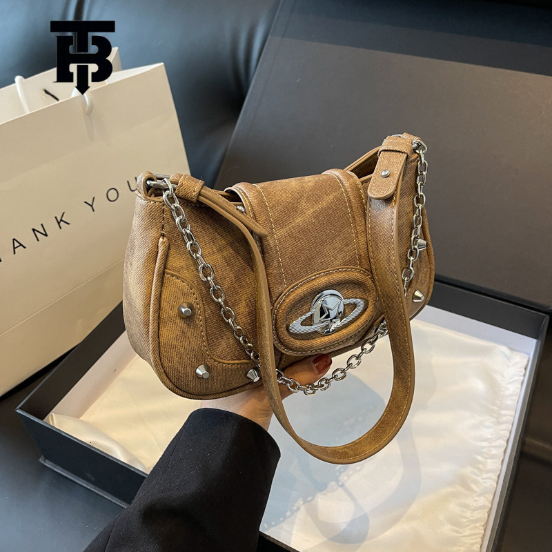 Luxury Brand Designer Bag This Year's Trendy Denim Color Single Shoulder Bag 2025 New Summer Small Style Fashionable Crossbody Bag Chain Handbag 