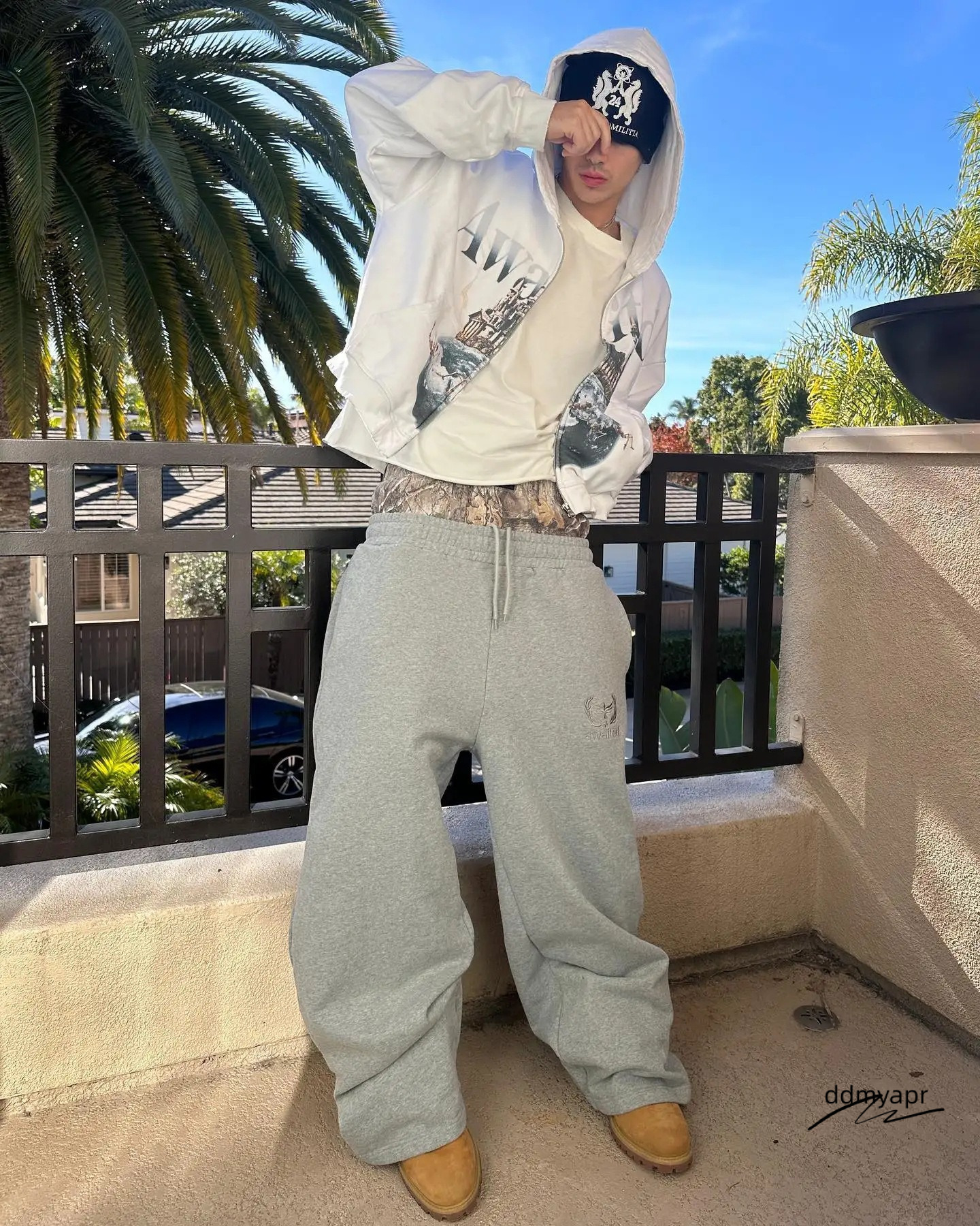 Men's Pants Double Cuffs Baggy Joggers Black Oversized Drawstring Flannel Lined Elastic Waistband Casual Streetwear Workout Daily Petite Y2k ddmy
