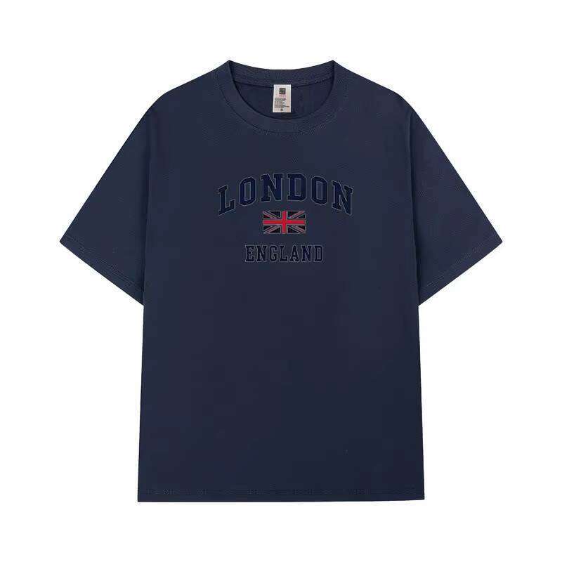 100% Cotton Men's Round Neck Short Sleeve 230g British Flag Print Casual T-Shirt Knitted Fabric