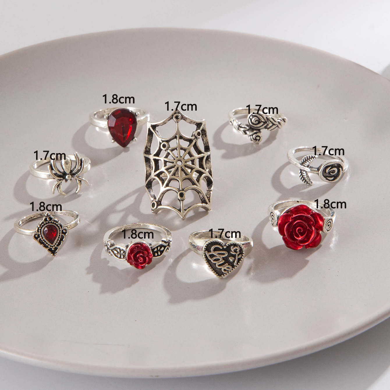 Dark Gothic Skull Ring Set Punk Inspired Spider Snake Animal Ring Set Perfect Halloween Statement Accessories for Edgy Style Lovers