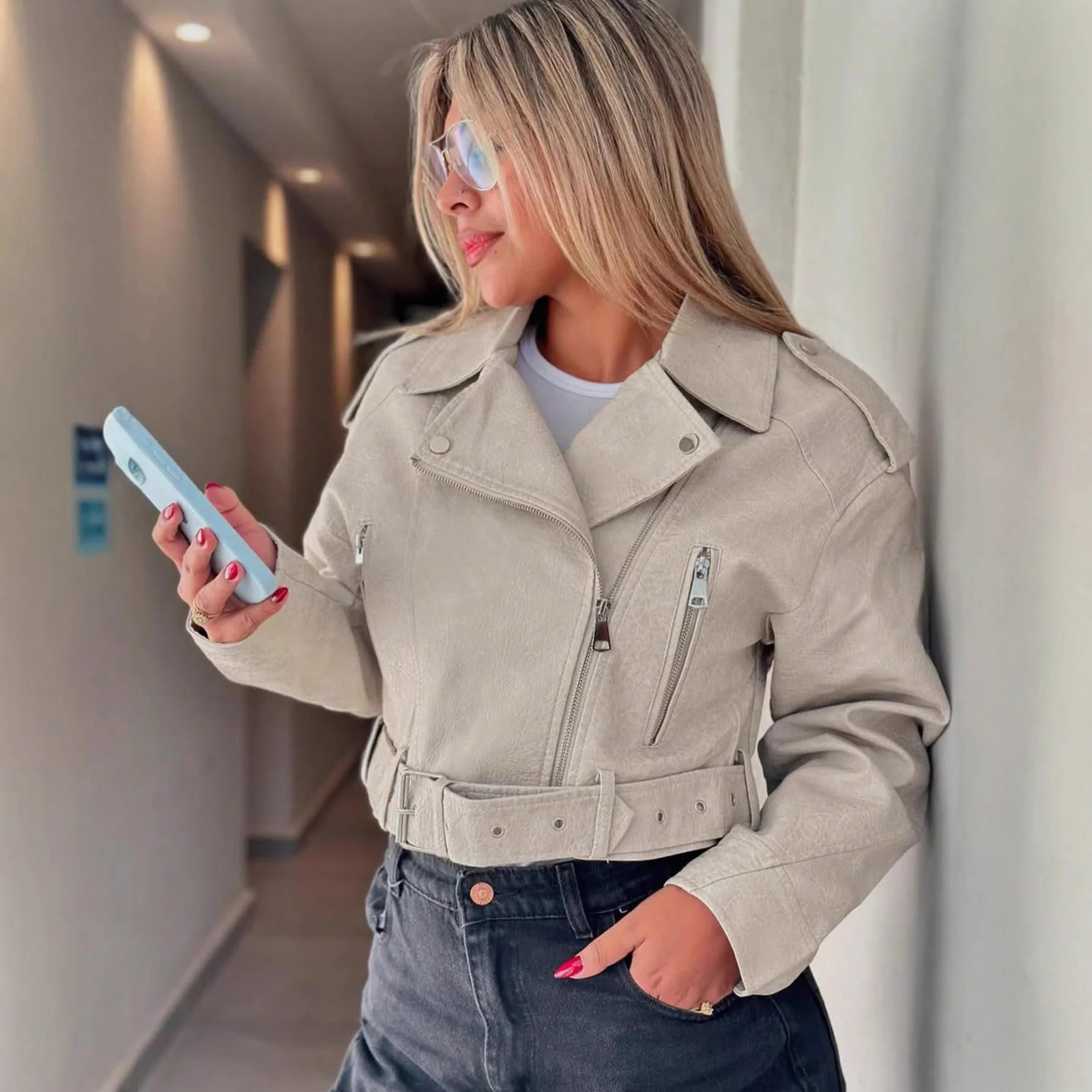 Womens Oversized Leather Jackets Faux Suede Fall Fashion Motorcycle Coats Leather Moto Jacket for Women PU Biker Motorcycle Coat 250902