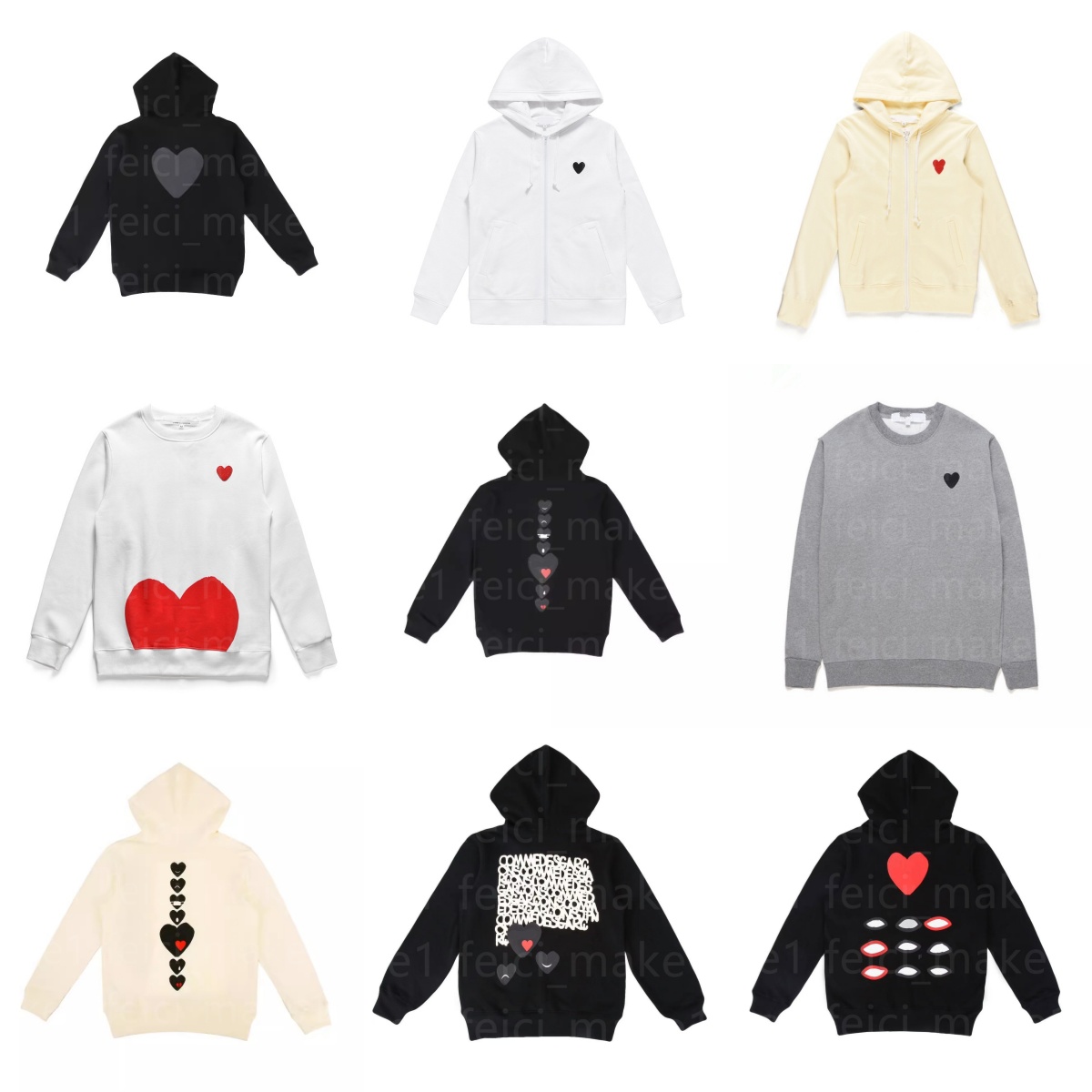 Comme De Gracons Hoodie Designer Pullover Unisex Sweatshirt Heart Printed Embroidery Cotton Fashion Long Sleeve Jackets