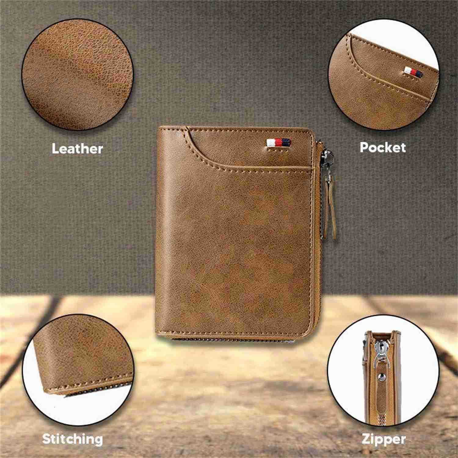 New MultiFunctional RFID Blocking Waterproof Durable PU Leather Wallet Large Capacity Zipper Wallets for Men Holds 114 Cards Soft Slim Genuine Leather