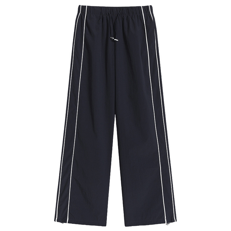 American Style QuickDry Cargo Pants for Women 2025 Summer Drawstring Jogger StraightLeg Loose Casual WideLeg Pants 241007