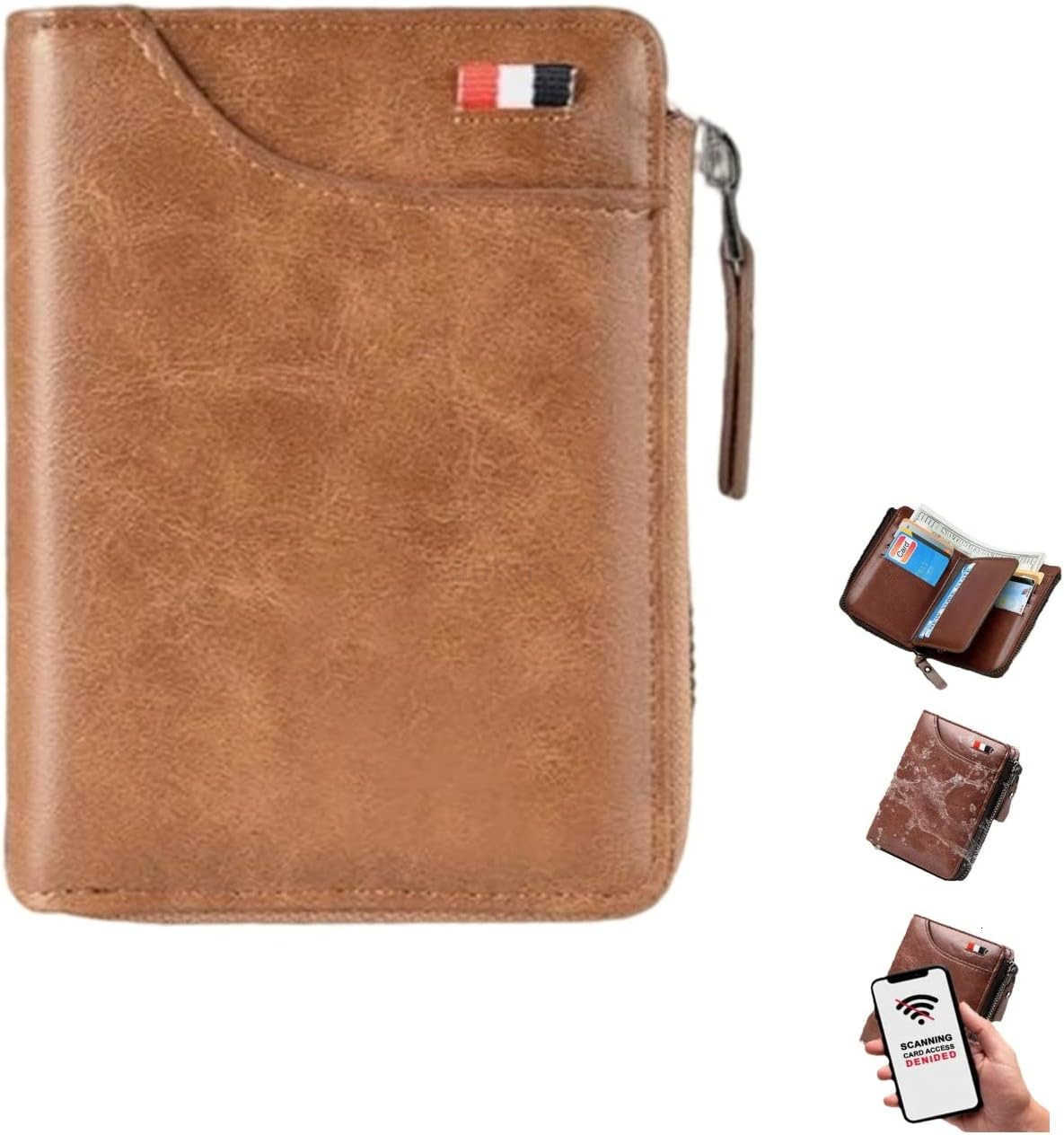 New MultiFunctional RFID Blocking Waterproof Durable PU Leather Wallet Large Capacity Zipper Wallets for Men Holds 114 Cards Soft Slim Genuine Leather