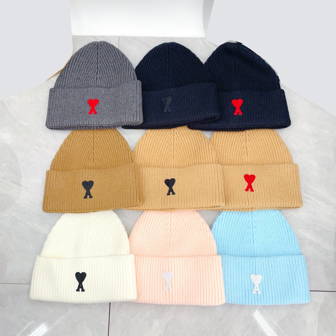 High quality Ami Beanie Hats ami pari Love A fashion logo knitted hats for men and women pull ami winter hat womens hat sun hat