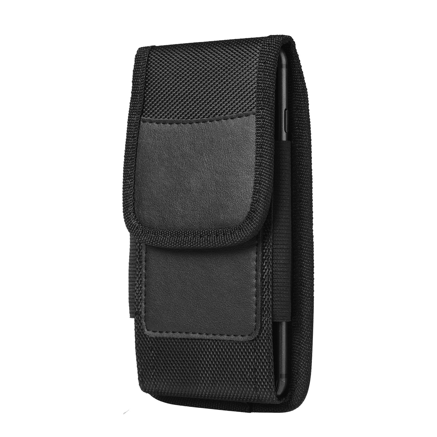 Universal 3.5-7.5 inch Nylon PU Leather Pouch Cell Phone Belt Clip Hiking Camping Carrying Holster Case Waist Bag For iPhone 17 16 15 14 Pro Max Samsu