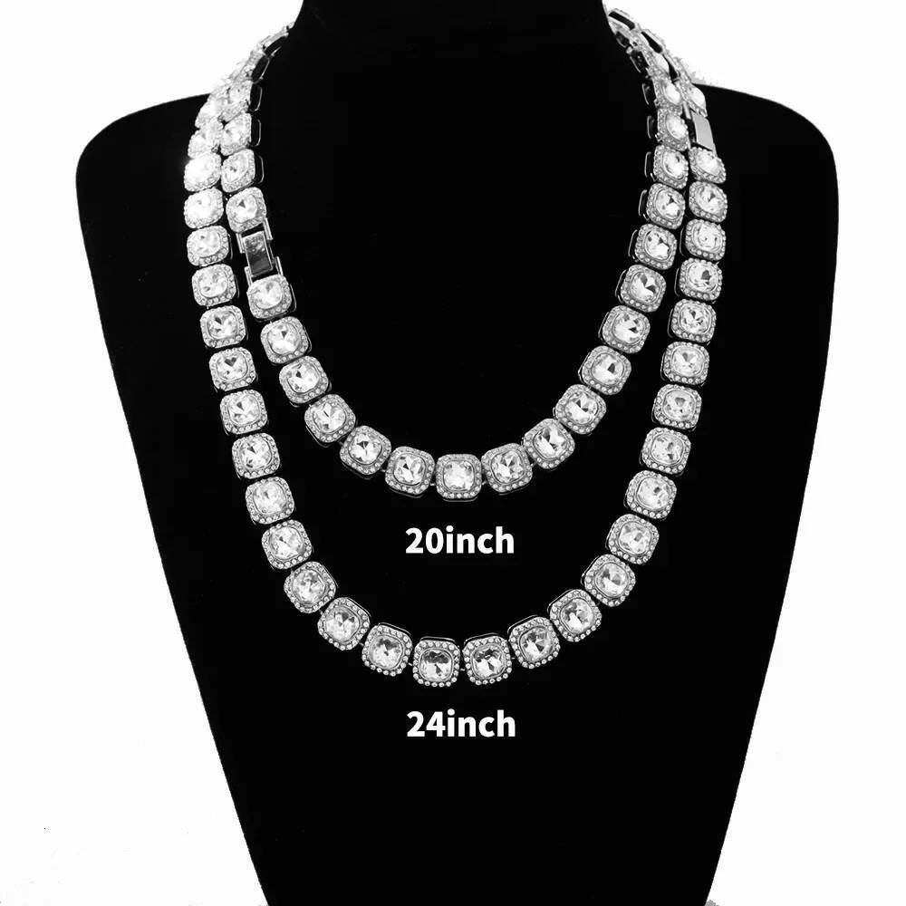 72022inch Hip Hop Shiny Cuban Link Chain Necklace Women Men Silver Color Rhinestone Iced Out Cuban Chain Punk Jewelry Necklace