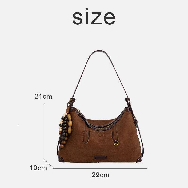 Faux Suede Hobos Bags For Women Designer Handbags And Purses 2025 New In Vintage Button Beaded Pendants Underarm Shoulder