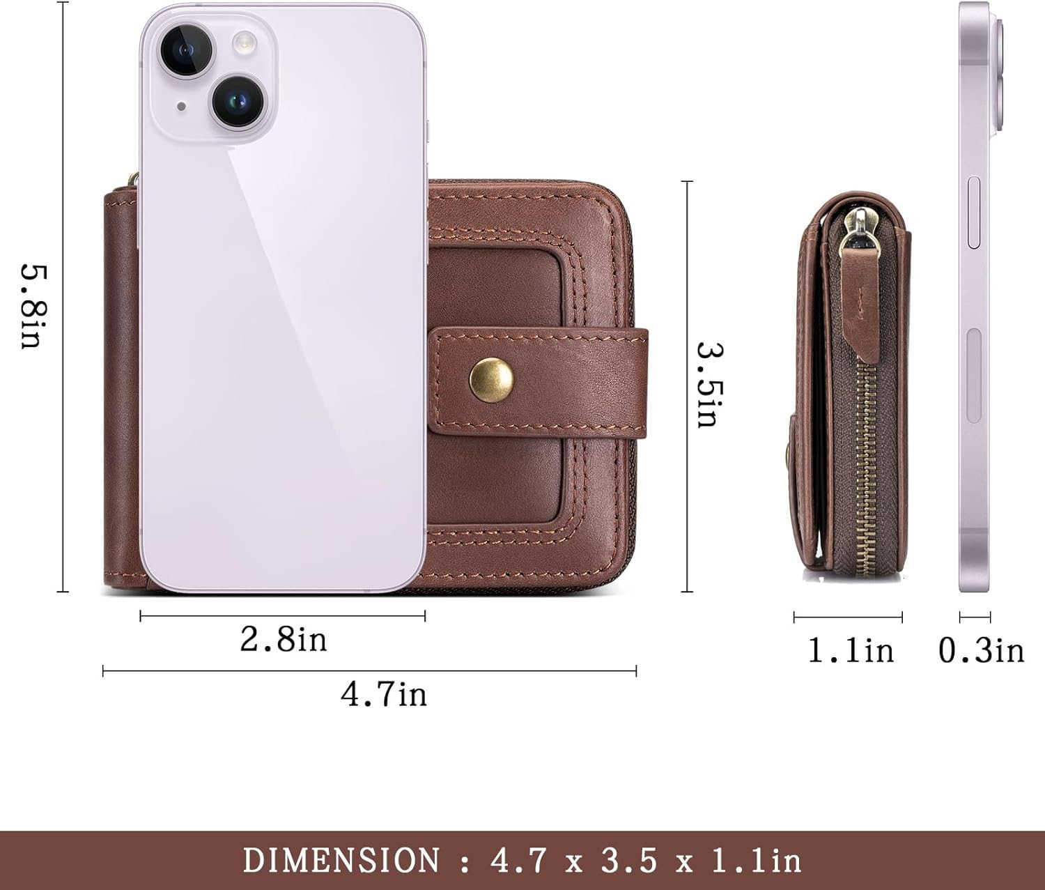 Genuine Leather Zipper Wallet for Men RFID Blocking Large Capacity Vintage Wallet with Coin Pocket ID Window CoffeeZ250911